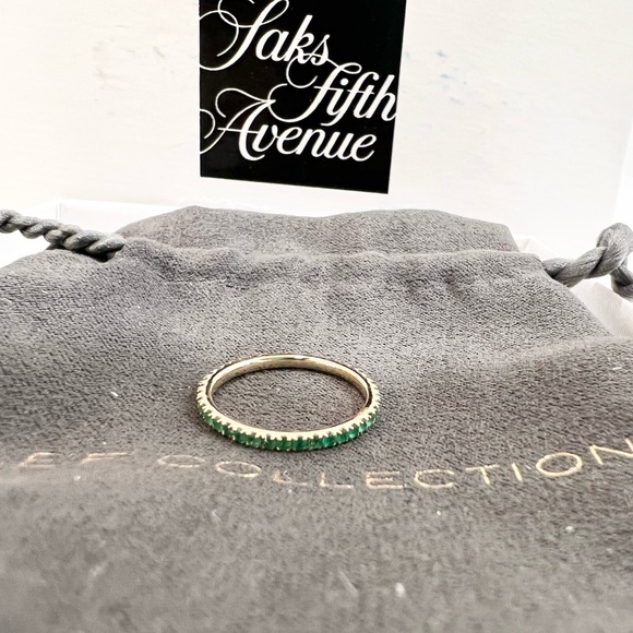 EF Collection 14K Yellow Gold Emerald Eternity Stacking Ring - Picture 3 of 12